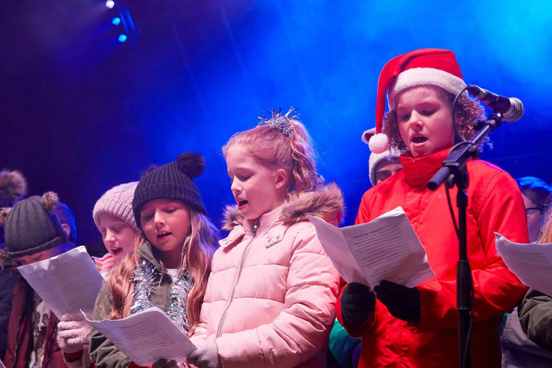 Lichfield , Staffordshire , Christmas , lights , switch on , 2018 , 2019 , gold , production , stage , hire , rent , rental , 