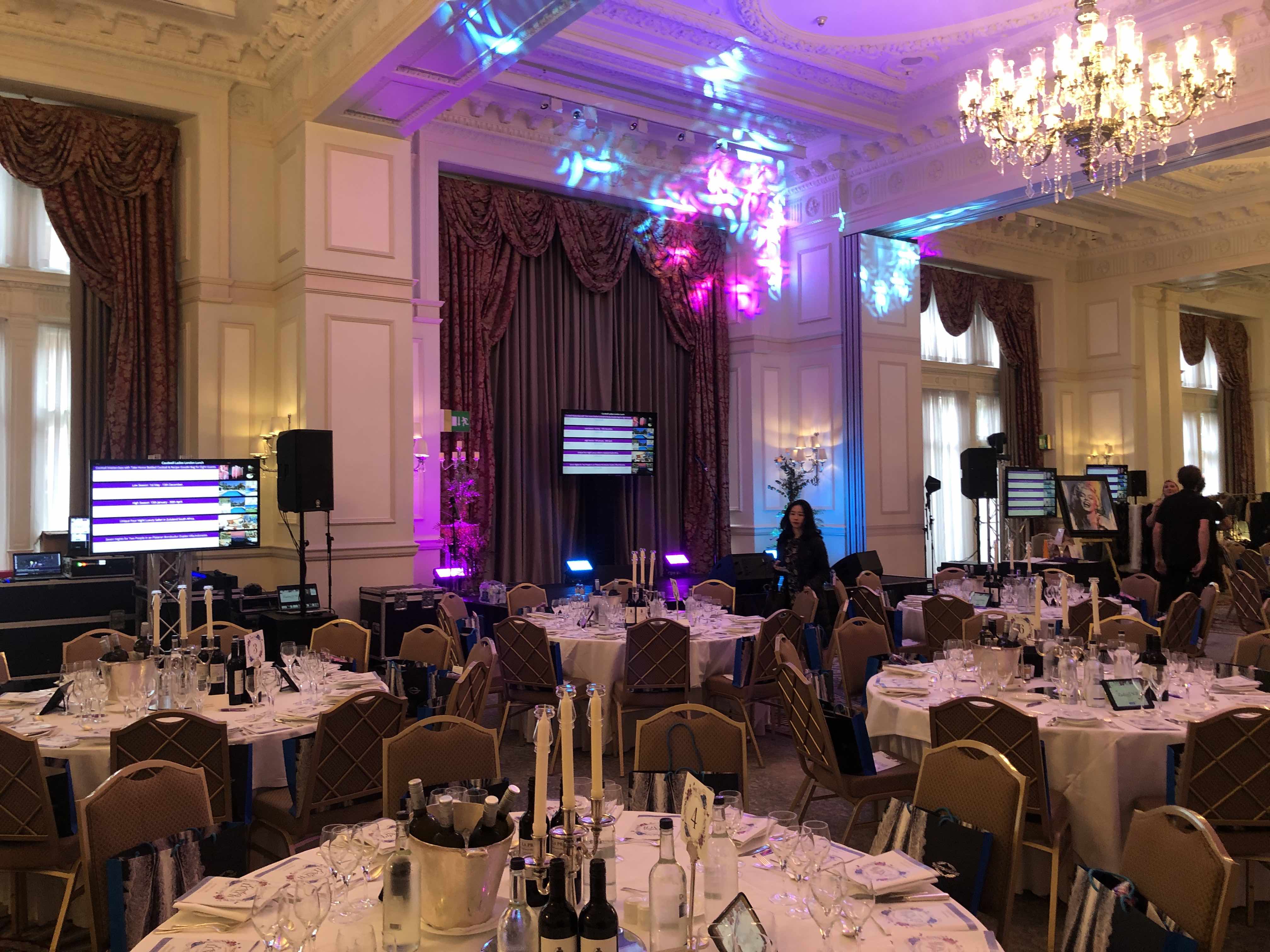caudwell children , caudwell children ladies lunch , caudwell children london , simon webbe , fund raising production , lighting hire for ladies lunch , sound hire for ladies lunch , cannock sound , stagemen , stage men , 