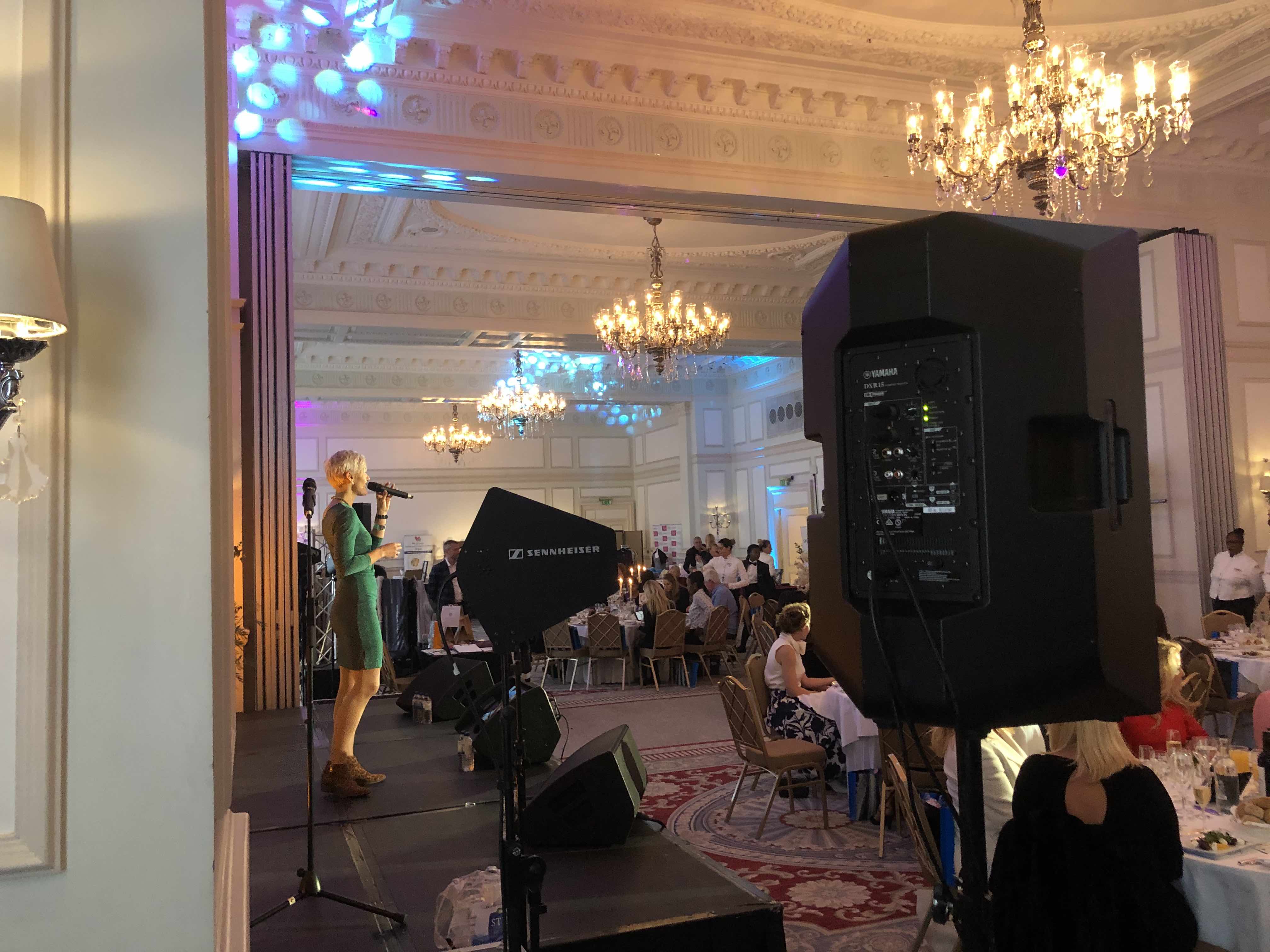 caudwell children , caudwell children ladies lunch , caudwell children london , simon webbe , fund raising production , lighting hire for ladies lunch , sound hire for ladies lunch , cannock sound , stagemen , stage men , 