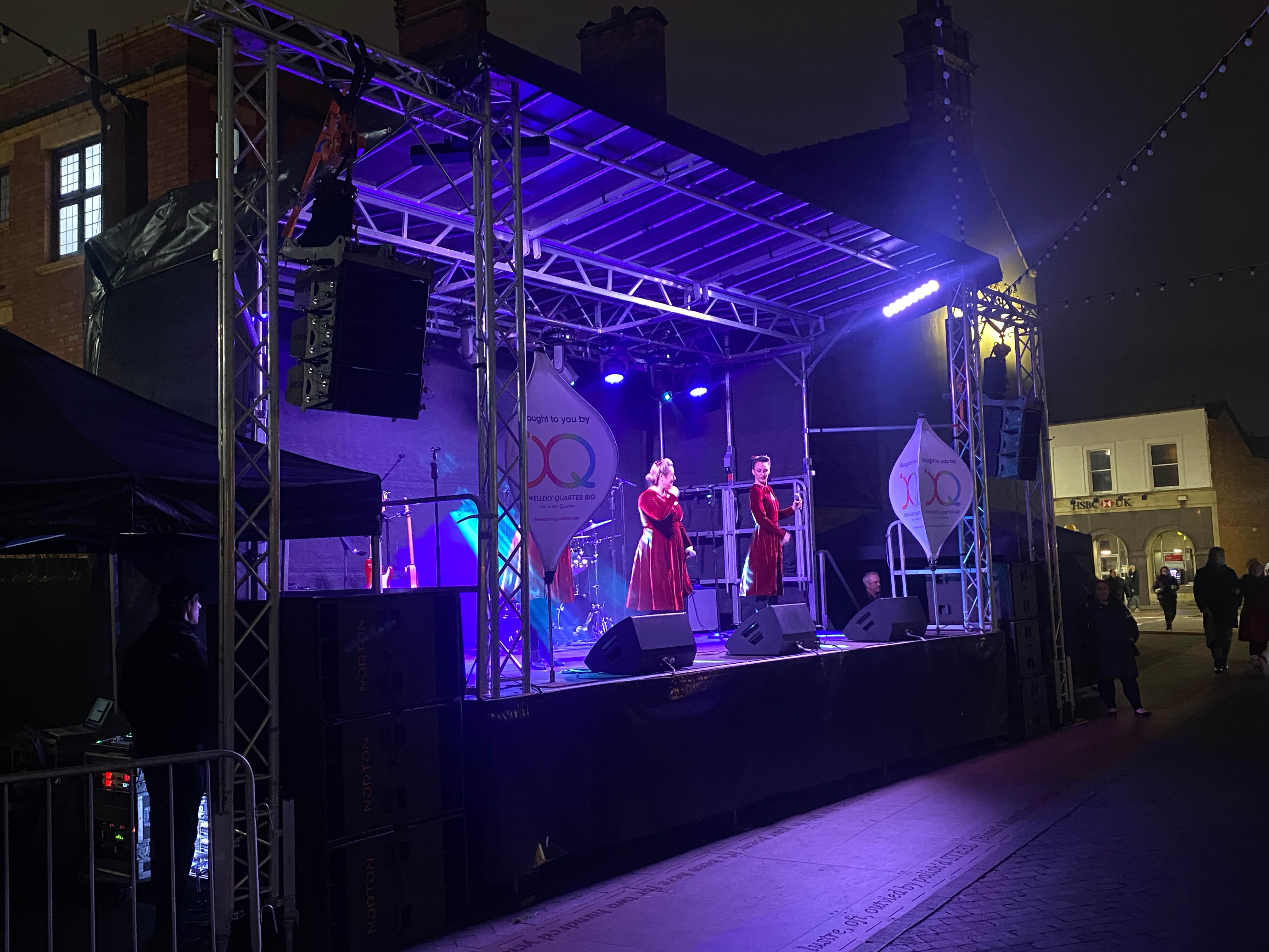 JQ BID events, jewellery quarter events , JQ bid events , stagemen , cannock sound , birmingham events , christmas lights , JQ christmas lights ,