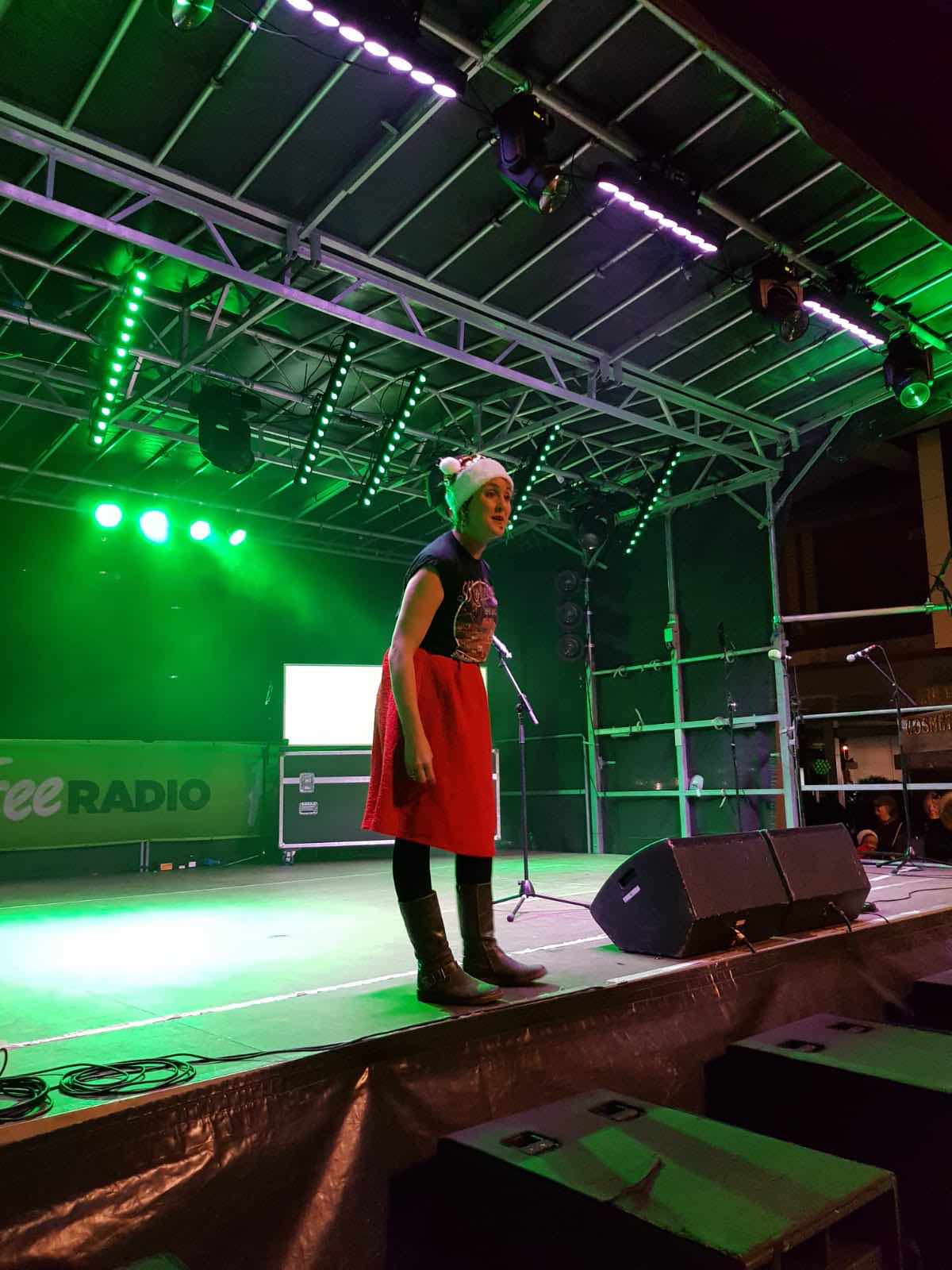 West Bromwich, Birmingham , Christmas , lights , switch on , 2018 , 2019 , gold , production , stage , hire , rent , rental , Cut Kelvins , Free radio , Katie Ashworth , CBBC , 