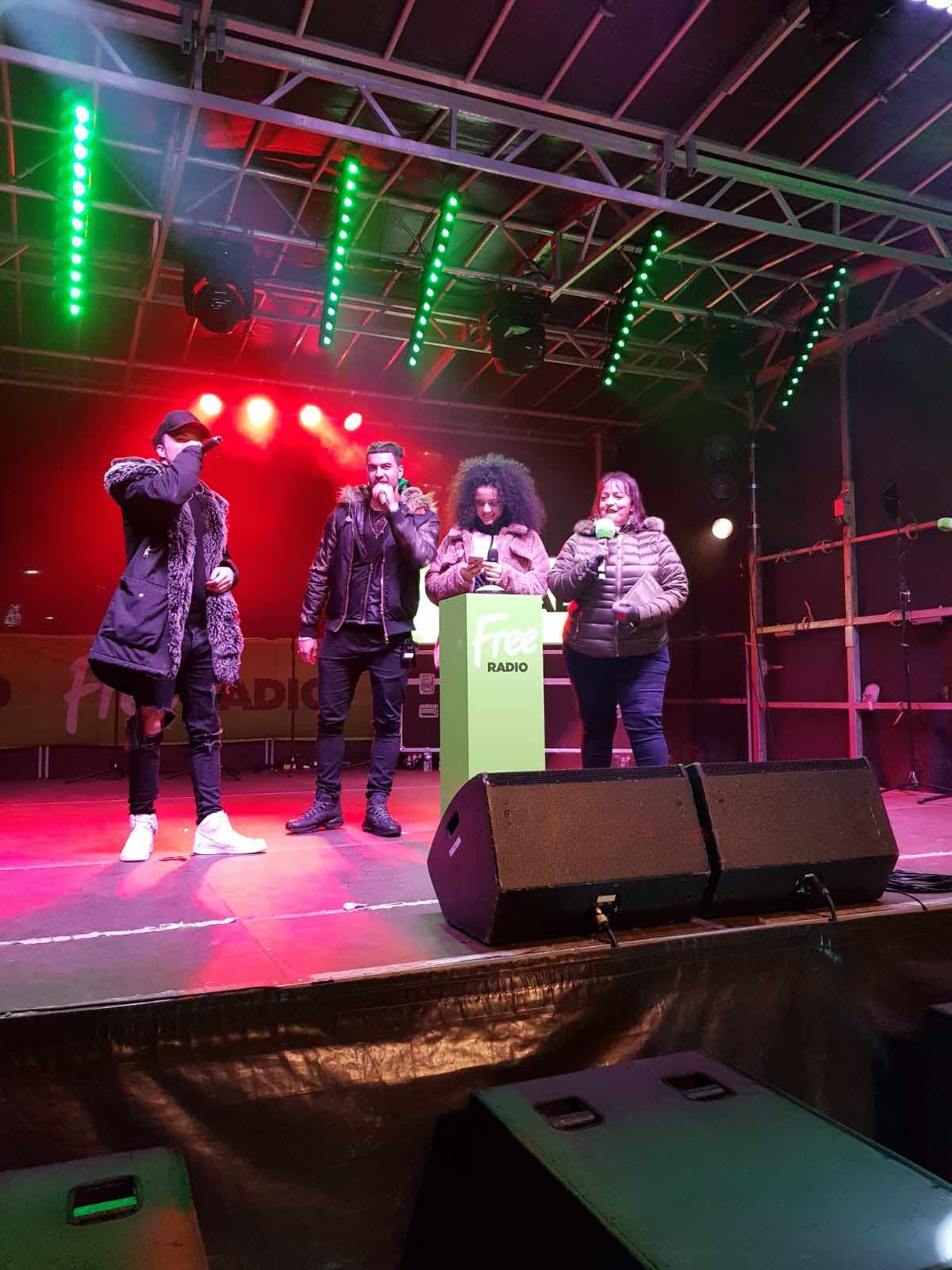 West Bromwich, Birmingham , Christmas , lights , switch on , 2018 , 2019 , gold , production , stage , hire , rent , rental , Cut Kelvins , Free radio , Katie Ashworth , CBBC , 