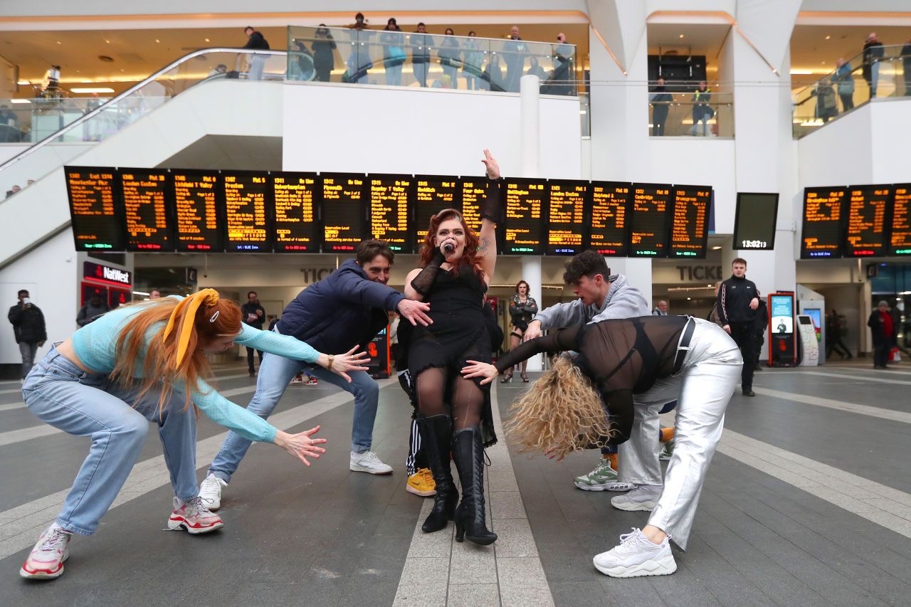 flash mob , birmingham , new street , rocky horror , rocky horror flash mob , rocky horror birmingham , cannock sound ,