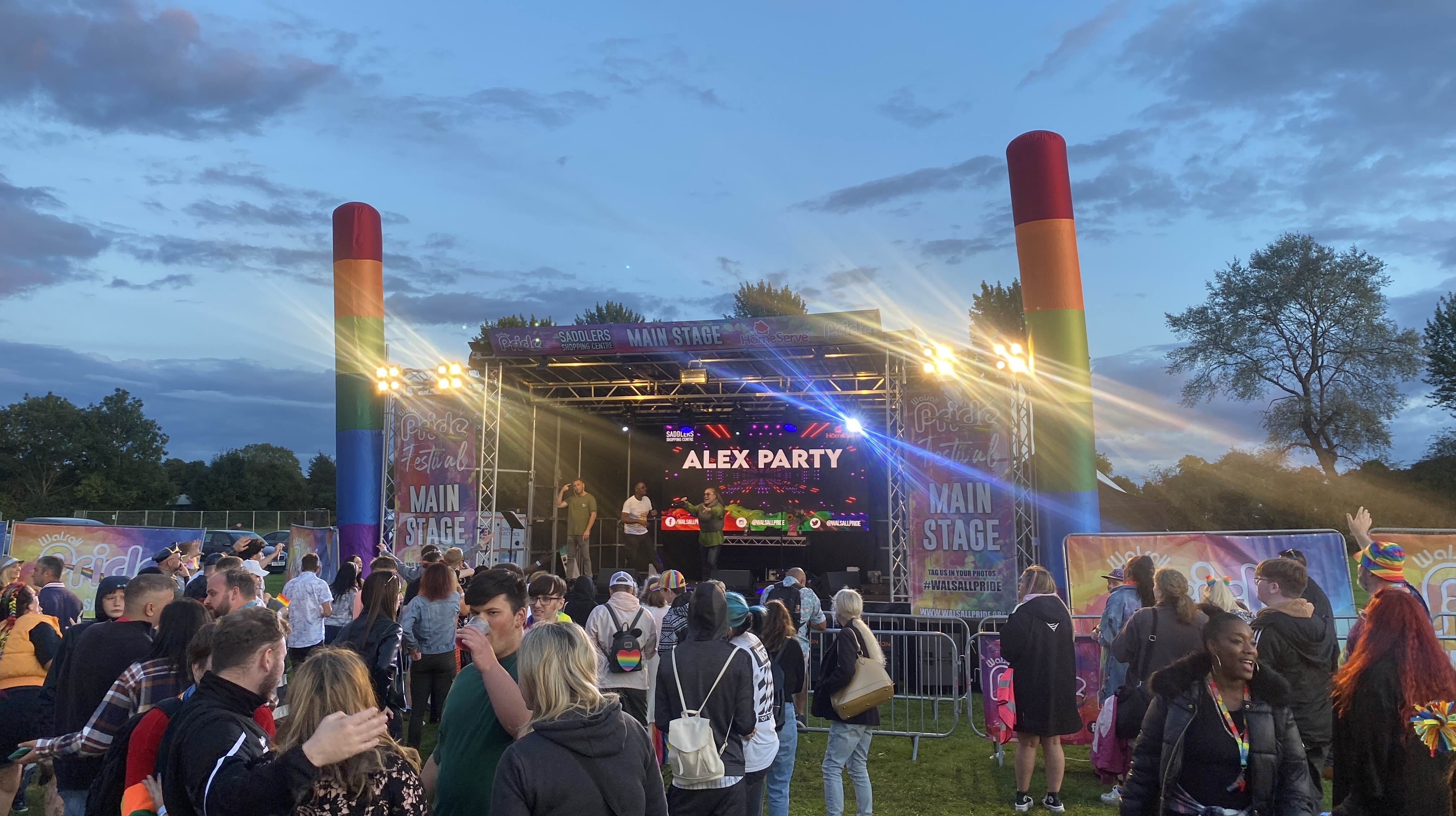walsall pride , walsall pride 2023 , walsall , stagemen , outdoor festival , eventprofs , audio production , cannock sound hire , cannock sound ,