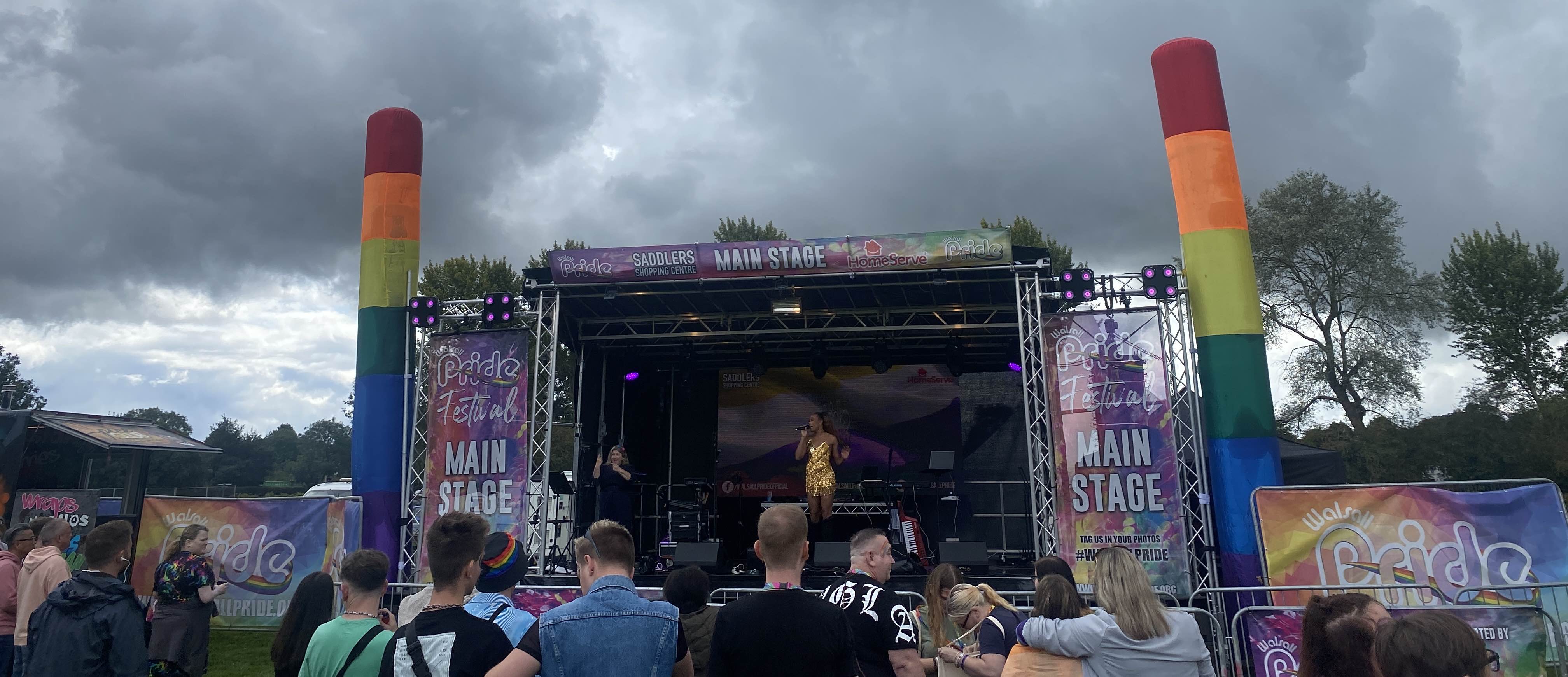 walsall pride , walsall pride 2023 , walsall , stagemen , outdoor festival , eventprofs , audio production , cannock sound hire , cannock sound ,